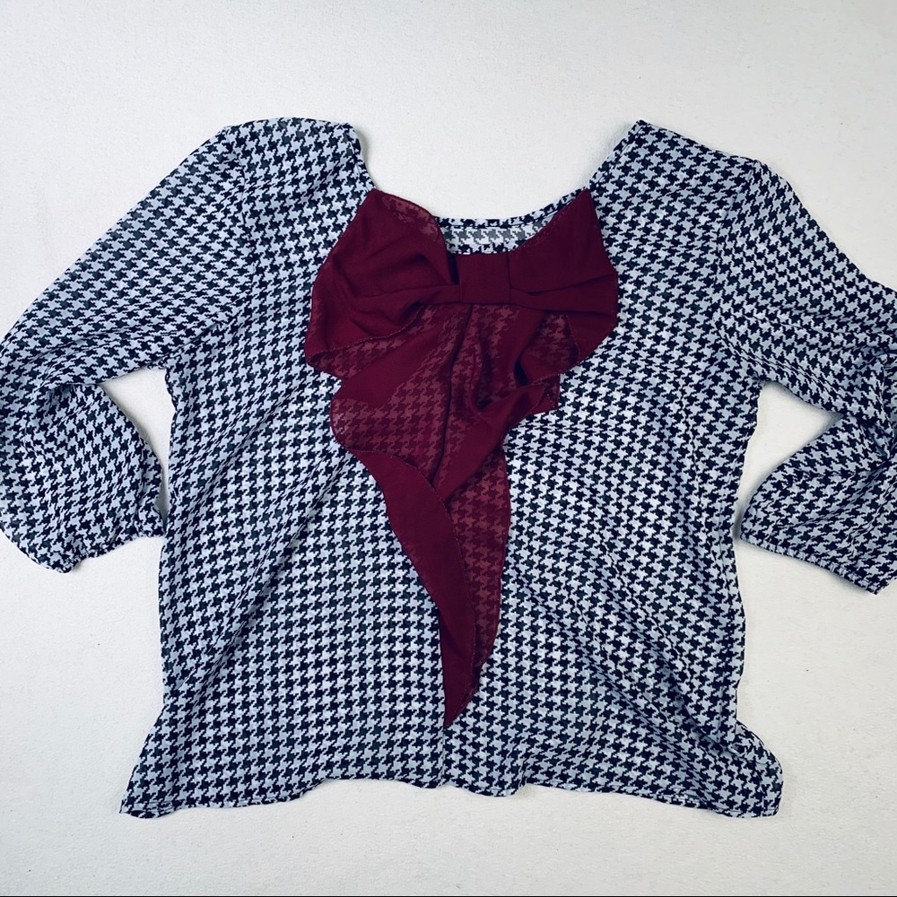 Newbury Kustom | houndstooth blouse w/ crimson 🎀